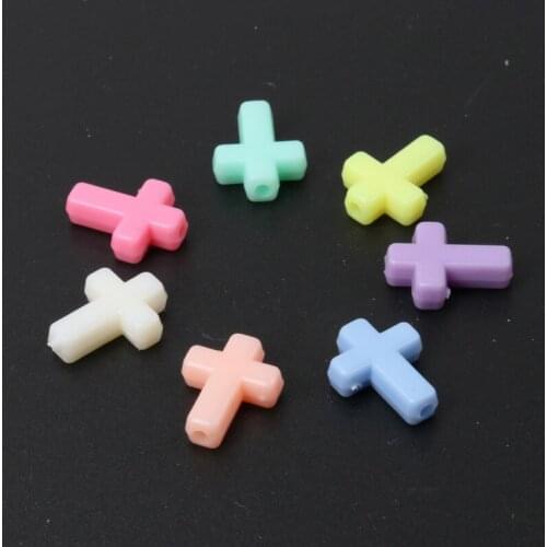 Mixed Candy Color Acrylic Cross Charm Spacer Beads For Diy Jewelry Making 12x16mm 200Pcs