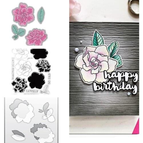 2021 Flower Gardenia Duo Dies Metal Cutting Dies Stencils for DIY Scrapbooking Album Stamp Make Paper Card Embossing New Die Cut