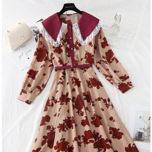 2021 Women Luxury Spring Autumn Dress Festa High Quality Chiffon Wedding Party Robe Designer Bohemian Style Floral Vestidos