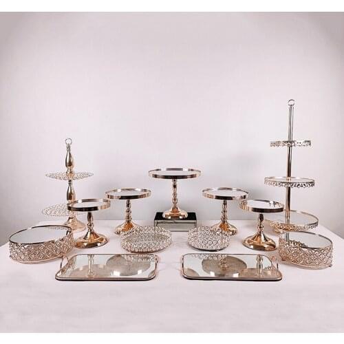 7 -19pcs 3 tiers Mirror Cupcake Stand Cake Dessert Holder with afternoon tea Wedding birthday party
