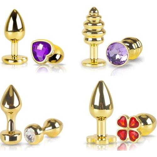 Golden small size four leaf clover heart thread Metal Anal beads butt plug 12 jewelry silicone eggs no vibrator erotic Sex toy