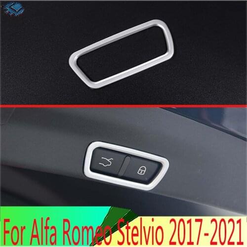 For Alfa Romeo Stelvio 2017 2018 Car Accessories ABS Chrome Matte Tail door cover Switch Button Control Panel Cover Trim Bezel
