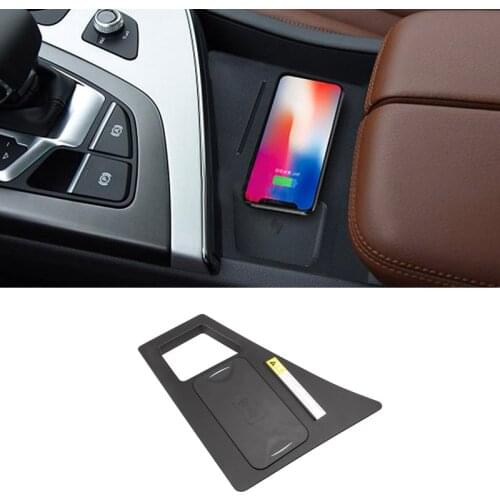 Hivotd For Audi Q7 2017 2018 Car Wireless Charger Armrest Storage Box Mobile Phone quickly Charging pad Interior Accessories