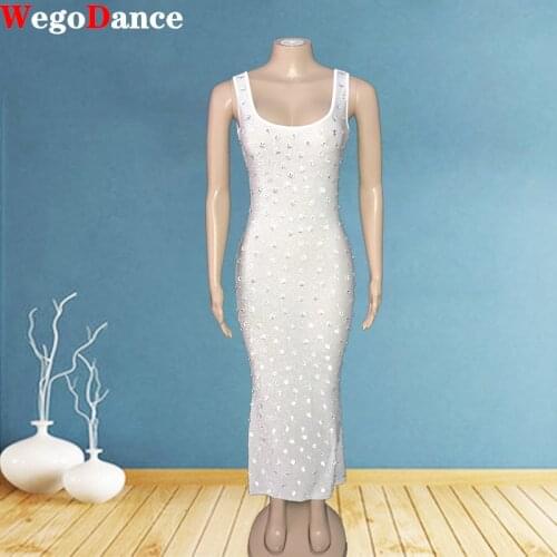 Sparkly Silver Crystal Transparent Mesh Dress Evening Birthday Outfit Women Dancer Party Show Costume