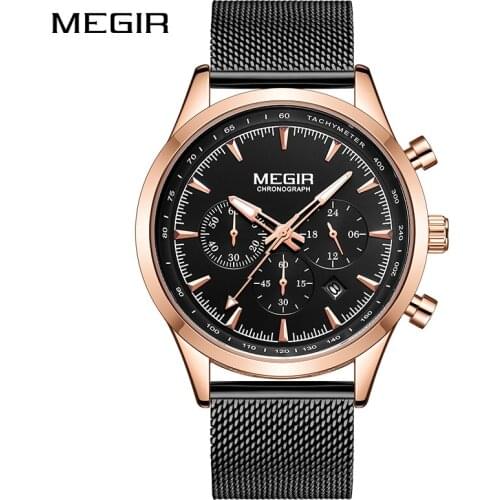 Mens Fashion Business Watches MEGIR Brand Luxury Quartz Clock Male Waterproof Sport Chronograph Wristwatches Relogio Masculino