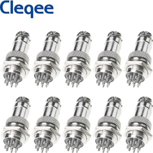 Cleqee Gx16 8pin Aviation Connector Male + Female 16mm Circular Wire Panel Aviation Connector Socket Plug with Cap Lid 1pc