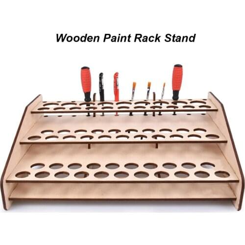 DIY Wooden Paint Rack Stand Painting Ink Bottle Storage Holder Organizer Pigment Shelf Paintings Bracket Brushes Tool Stand