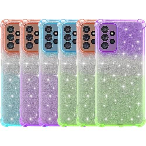For Samsung Galaxy A12 A32 A42 A52 A72 A51 A71 4G 5G Luxury Fashion Shockproof Bling Gradient Soft TPU Rubber Phone Case Cover