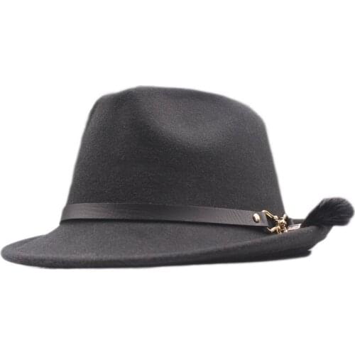 Fedora Hat Women Hats For Men Fedora Hat Black Trilby Woolen Hat Feather Wide Brim British Style Panama Cap Vintage Jazz Hat