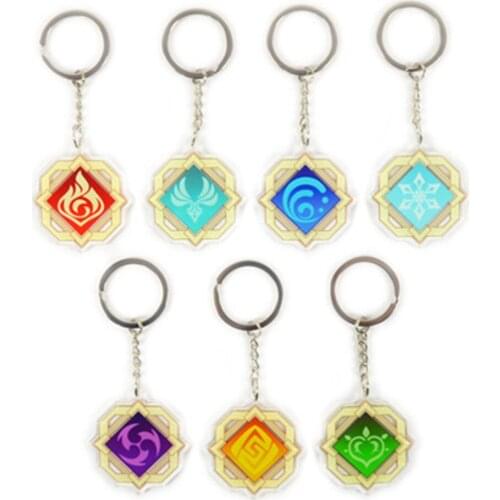 Genshin Impact Accessories Keychains Acrylic Pendant Mondstadt Eye of God Key Rings Kids Cosplay Jewelry Gifts