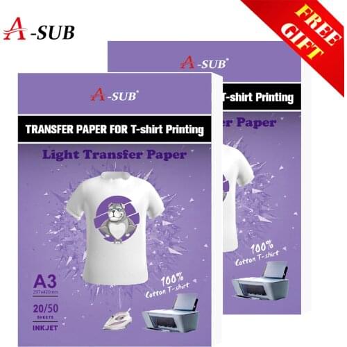 Injket Iron-on Light T-shirt transfer Paper printing photo paper For 100% Cotton Fabric with gift