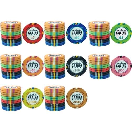 Factory Casino Room 39 mm Deluxe Ceramic Poker Chips Set with Different Value