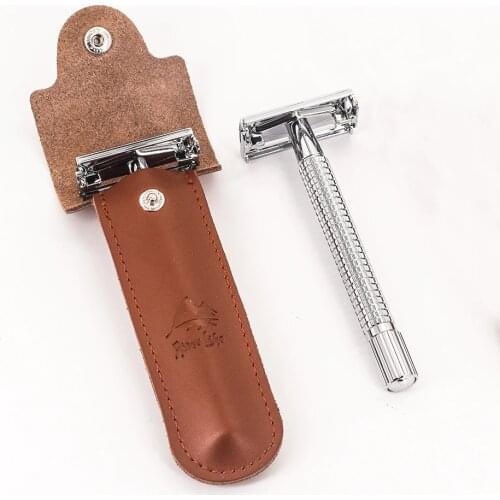 Weishi Double Edge Safety Razor Long Handle Butterfly Open Classic Safety Razor manual razor barber shaving 1 Handle & 5 blades