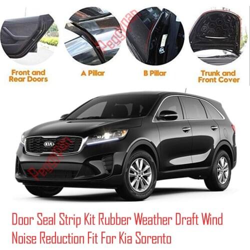 Door Seal Strip Kit Self Adhesive Window Engine Cover Soundproof Rubber Weather Draft Wind Noise Reduction Fit For Kia Sorento