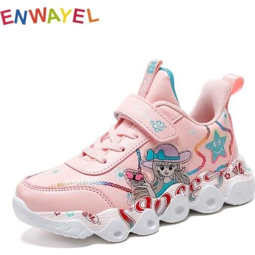 ENWAYEL children shoes for girls sneakers kids shoes Princess pattern Sequins Student school sport fashion child tenis feminino