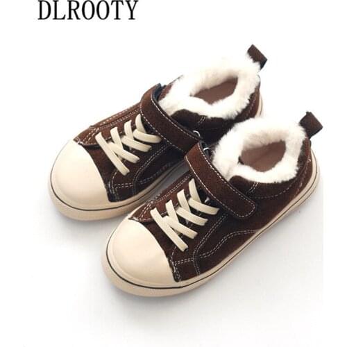 Winter Children Casual Shoes Kid Snow Boots Ankle Warm Girls Boys Fashion Hook & Loop Sneakers Flat Short Plush Outdoor Platform