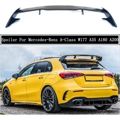 Wing Lip Spoiler For Mercedes-Benz A-Class W177 A35 A180 A200 2019 2020 2021 High Quality ABS Spoilers Paint Bright Black