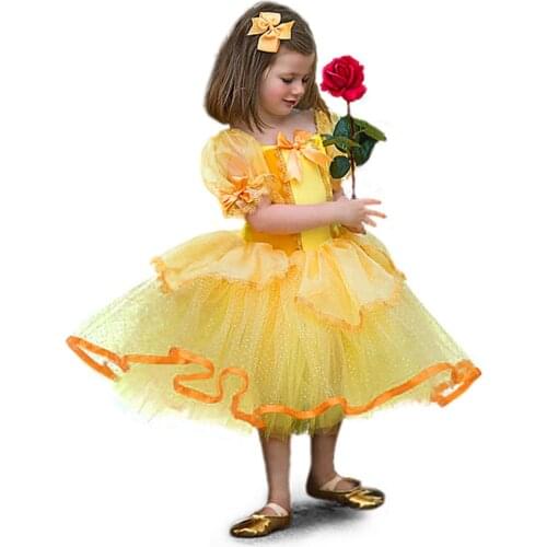 Summer Princess Dress 2021 Beauty Belle Cosplay Costume Christmas Halloween Birthday Princess Dress up Children Party Clothes