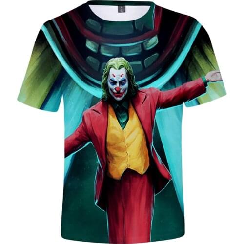 Summer 3D Joker short-sleeved T-shirt Men Women New Fashion Harajuku Hip Hop Hot boys girls print Funny Joker O-neck Tee shirt