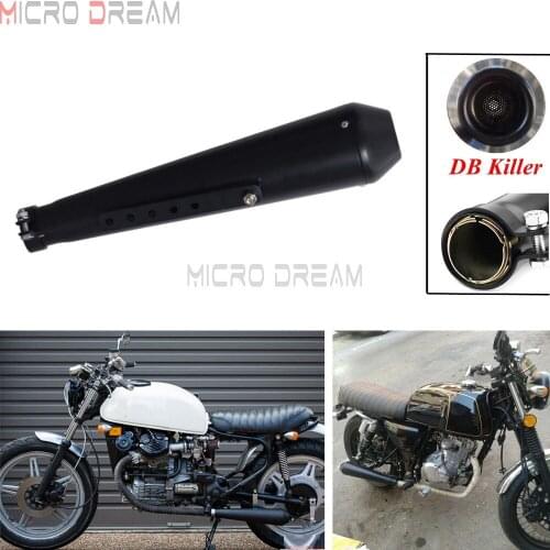 Motorcycles 18'' Matte Black Exhuast Pipe Muffler For Honda Yamaha Harley Cafe Racer Bobber Choppers Vintage Cone Sliencer