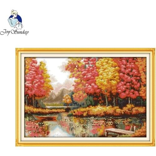 Joy Sunday Embroidery Home Decor Needlework DIY Cross Stitch Set for Embroidery Kit Golden Time Pattern Counted Cross-Stitching