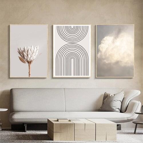 Sky Cloud Flower Wall Art Posters And Prints Abstract Line Rainbow Canvas Painting Nordic Wall Pictures Living Room Home Decor