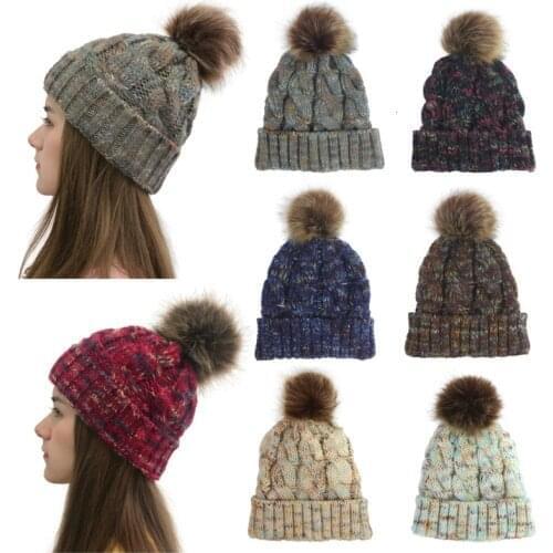 2019 New Street Style Autumn Winter Fashion Knitted Yarn Colorful Knit Ponytail Hat Hair Band Woollen Warm Cap