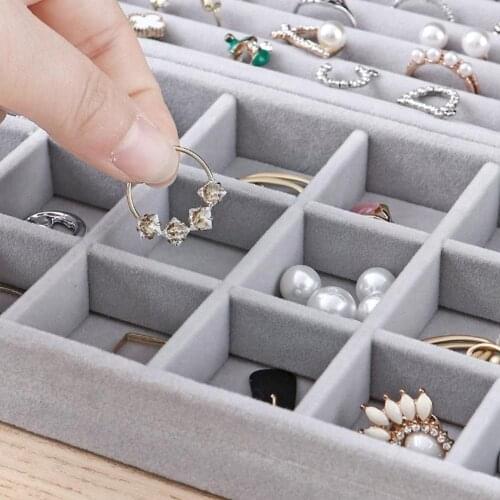 Jewelry Organizer Jewelry Showcase Drawer Storage Fashion Earring Velvet Ring Necklace Display Storage Box Tray Portable C6P6