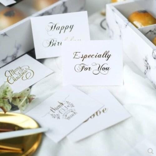 10-30Pcs Handwriting White Simple Party Foldable Greeting Card Thank you Leave a Message Paper Cards Wedding Love Home