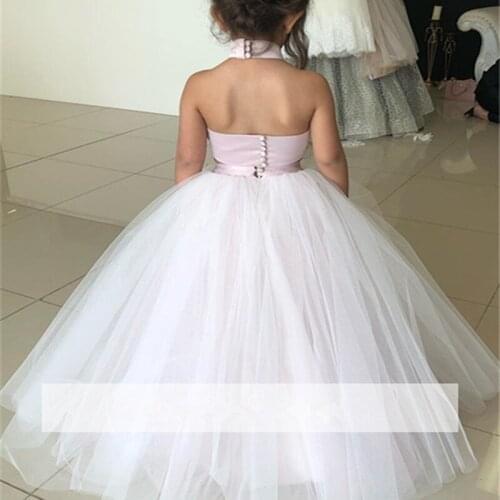 New 2019 Girls'Back Hollow Flower Dress Flower Boy High-end Wedding Dress Elegant Girls' Flower-lace Banquet Dress