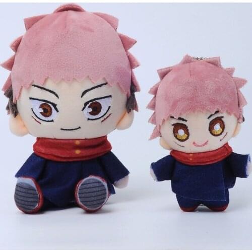 Anime Jujutsu Kaisen Plush Toys Yuji Itadori Short Stuffed Doll Keychain Keyring Pendant Toy Gift 15cm