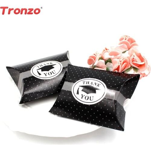 Tronzo Graduation Gift Box Packages Graduation 2019 10pcs Thank You Doctorial Cap Pillow Candy Box Graduation Party Decoration