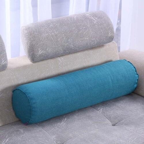 Cotton and Linen Strip Pillow Cylindrical Bed Sleeping Waist Cushion Pillow Removable and washable Boyfriend Candy Color Bolster