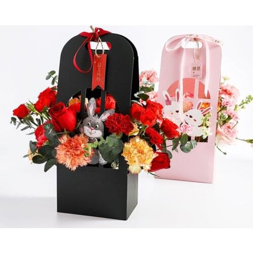 Portable Flower Box Waterproof Paper Handy Gift Boxs Packaging Box Wedding Rose Party Gift Box Packaging For Candy Cake Birthday