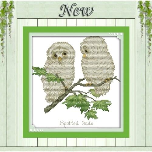 Spotted Owls bird home Decor NKF painting counted print on canvas DMC 11CT 14CT DIY kits Cross Stitch embroidery needlework Sets
