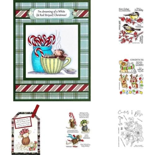 Christmas Mouse Bird Dog Cat Flower Stamps And Dies New Arrival 2021 Scrapbook Diary Decoration Stencil Embossing Template DIY