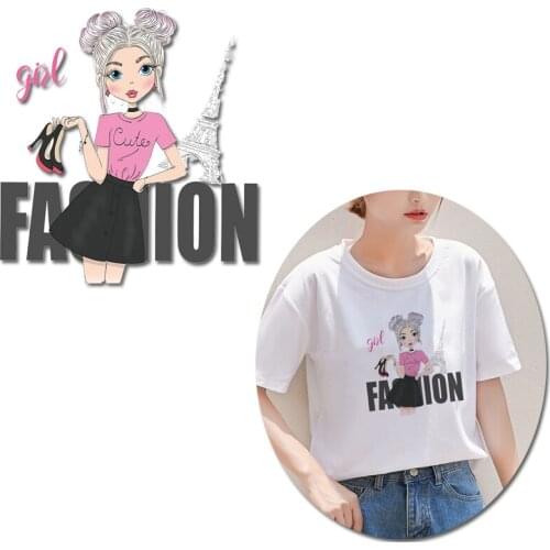 Diy Anime/Bike Cartoon Patch Animal Thermo Stickers On Clothes Iron On Transfers For Clothing Beautiful Girl Applique On Clothes