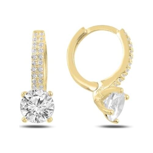 Silver 925 Sterling Engagement Zircon Leading Team Earrings