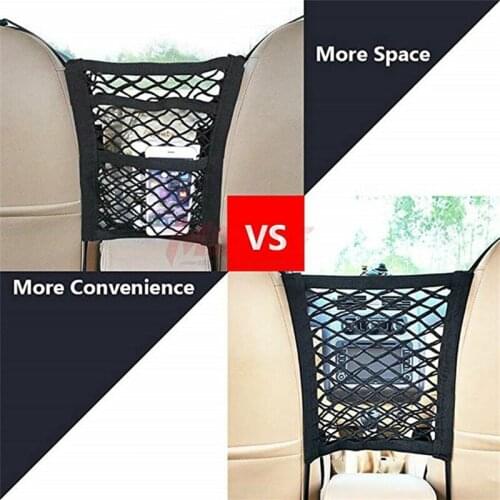 50LC Car Net Organizer Standard Between Seat Mesh Storage Net with Pockets Front Seat Dog Barrier for Cars