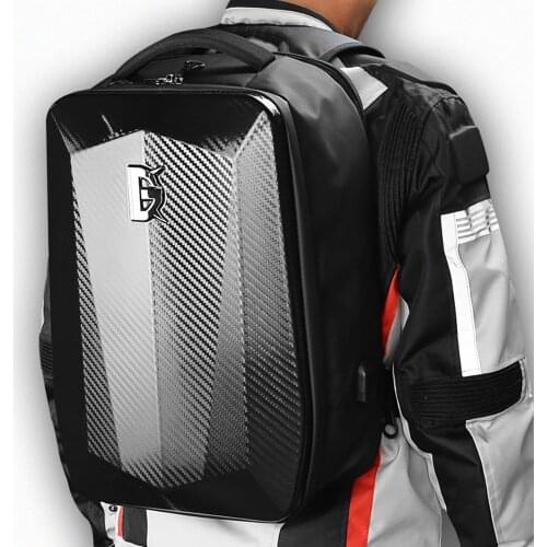 Waterproof Motorcycle Bag Breathable Helmet Backpack Multifunction Motocross Carbon Fiber Hard Shell Backpack With USB Charge