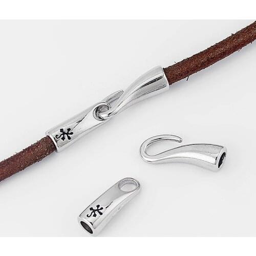 3Sets Carved Animal Gecko Pattern Hook Clasp for 5mm Round Leather DIY Jewelry Making Accessories Findings