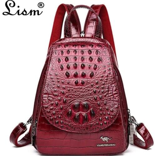 Women Leather Backpacks High Quality Sac A Dos Rucksacks For Girls Vintage Bagpack Solid Ladies Travel Back Pack School Female