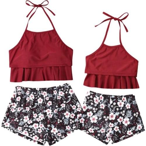 Mommy Girls Family Matching Two-piece Swimsuit Woman Girl Bikini Mother Daughter Swimwear Kid Women Swimsuit