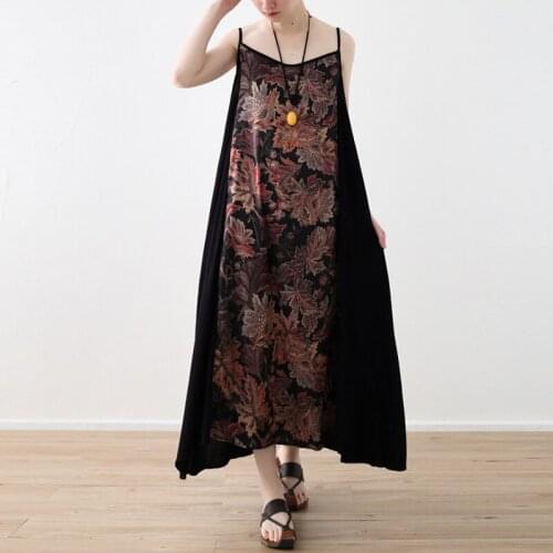 Johnature Seaside Holiday Beach Women Print Dresses New Vintage Fashion Loose 2021 Summer Patchwork Long Strapless Dresses