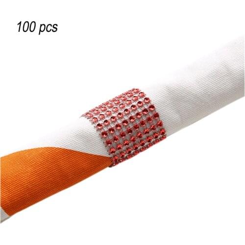 ZiDeTang 100pcs Napkin Rings Rhinestone Mesh Bling Holder Adornment for Wedding Party Hotel Table Decoration Serviette