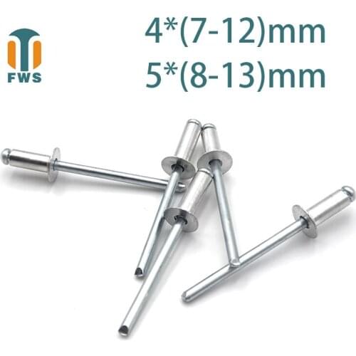 10PCS M4 M5 Multi Size Aluminium Open End Countersunk Head Break Mandrel Blind Rivet Nail Pop Rivets for Furniture Car Aircraft