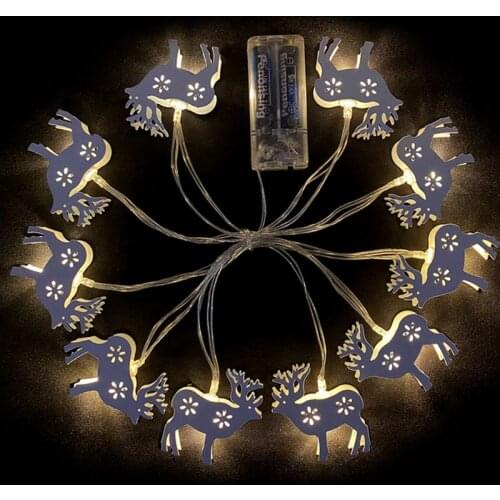 10 LEDs Christmas Tree Elk Snowflake Bell Decorative String Lights Battery Powered Hanging Garland Ornament
