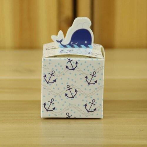 100pcs Cute Dolphin Patten Candy Chocolate Gift Box For Baby Shower Party Lovely Candy Small Packaging Box Saco Presente Dragees