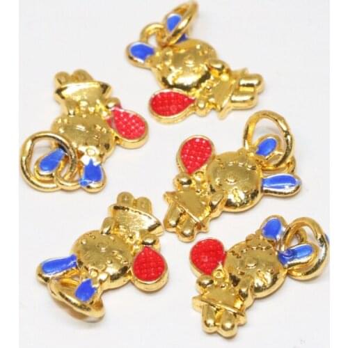 11*16mm lovely rabbit animal shape cloisonne gold-color accessories pretty enamel 10pcs spacers beads jewelry findings B2465