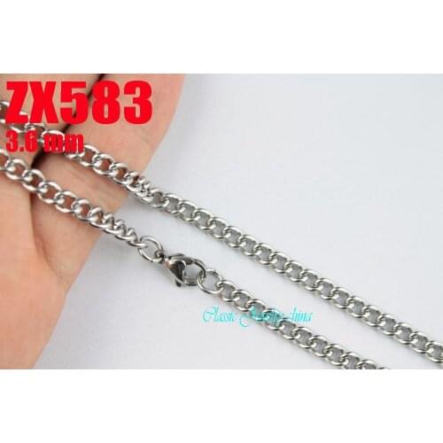 16"-38" length 3.6mm distorted chain stainless steel necklace women male fashion punk chains 20pcs ZX583